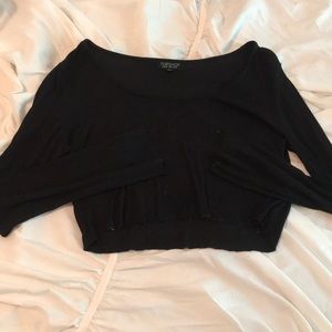 Black knit crop top